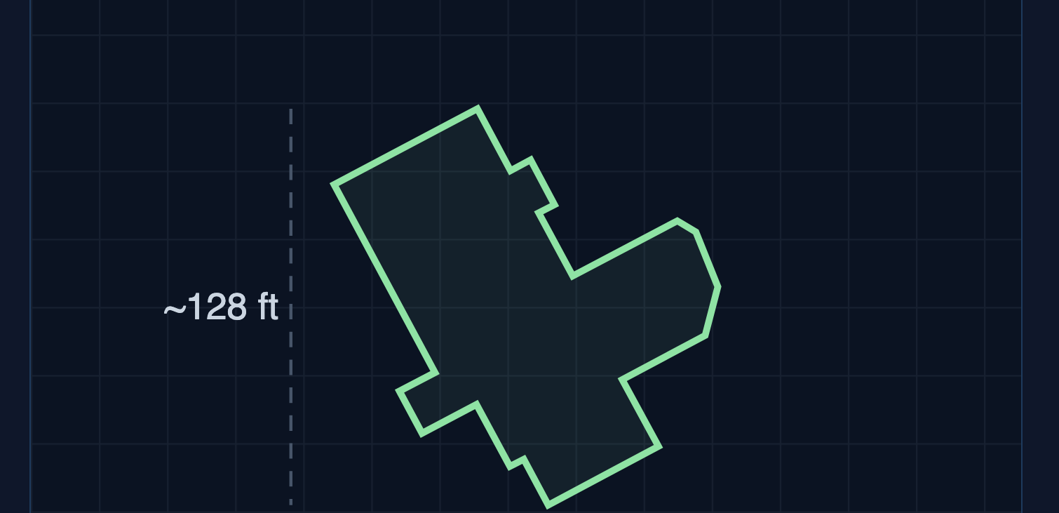 measured roof footprint outline